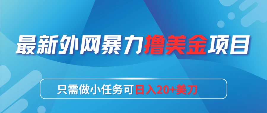 日入20+美刀，最新外网暴力撸美金项目