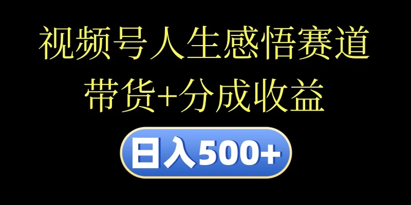 视频号人生感悟赛道，带货+分成收益，日入500+，10分钟做一个视频 第1张